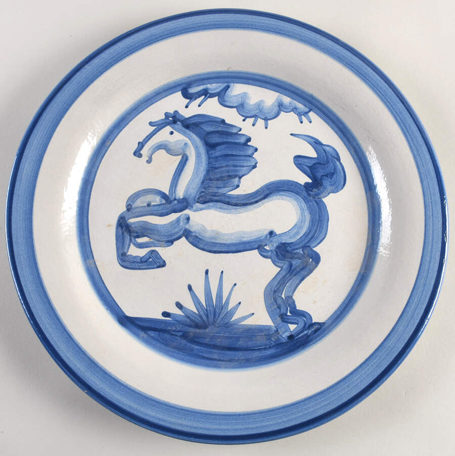 Blue Horse 12" Chop Plate (Round Platter) by M A Hadley-1