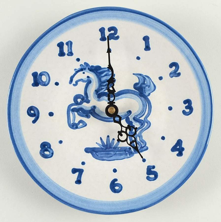 Blue Horse Clock Plate by M A Hadley-1