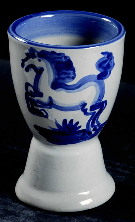 Blue Horse Double Egg Cup by M A Hadley-1