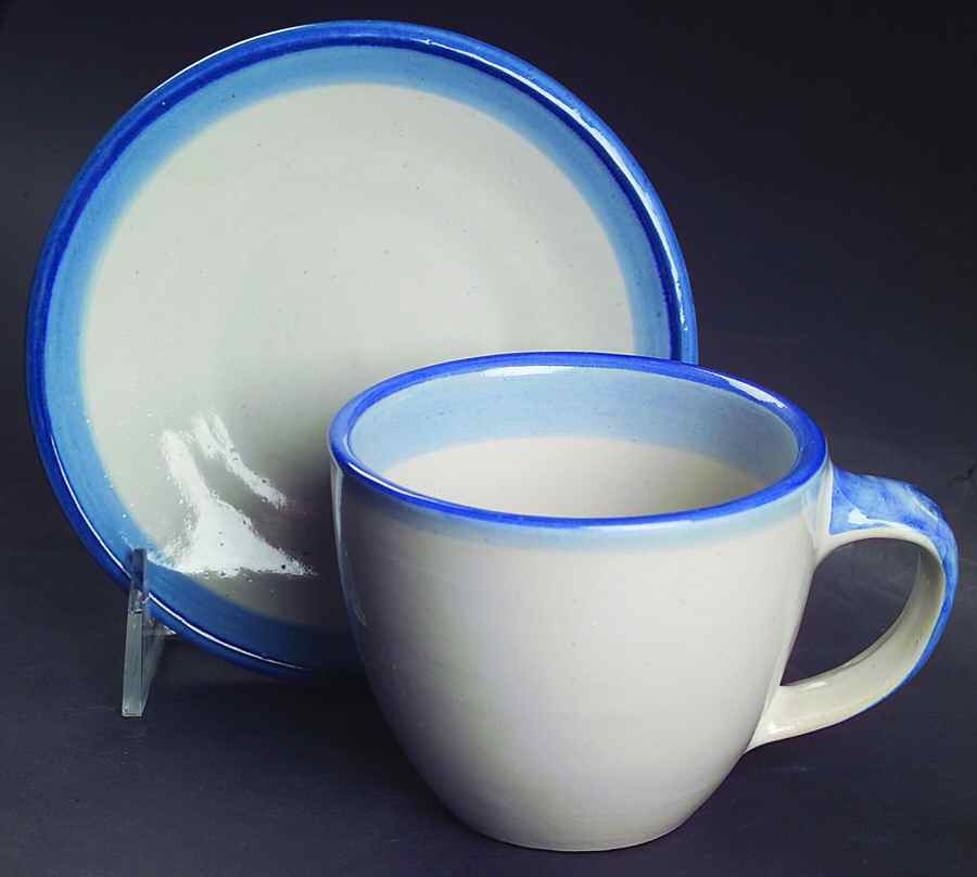 Blue Horse Flat Cup & Saucer Set by M A Hadley-1