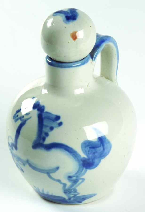 Blue Horse Vinegar with "V" Stopper by M A Hadley-1