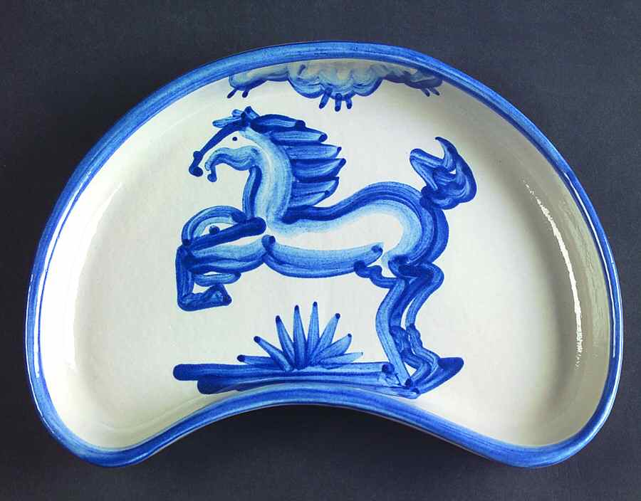 Blue Horse Crescent Salad Plate by M A Hadley-1