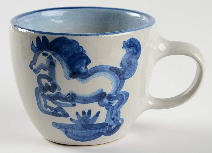 Blue Horse Flat Cup by M A Hadley-1