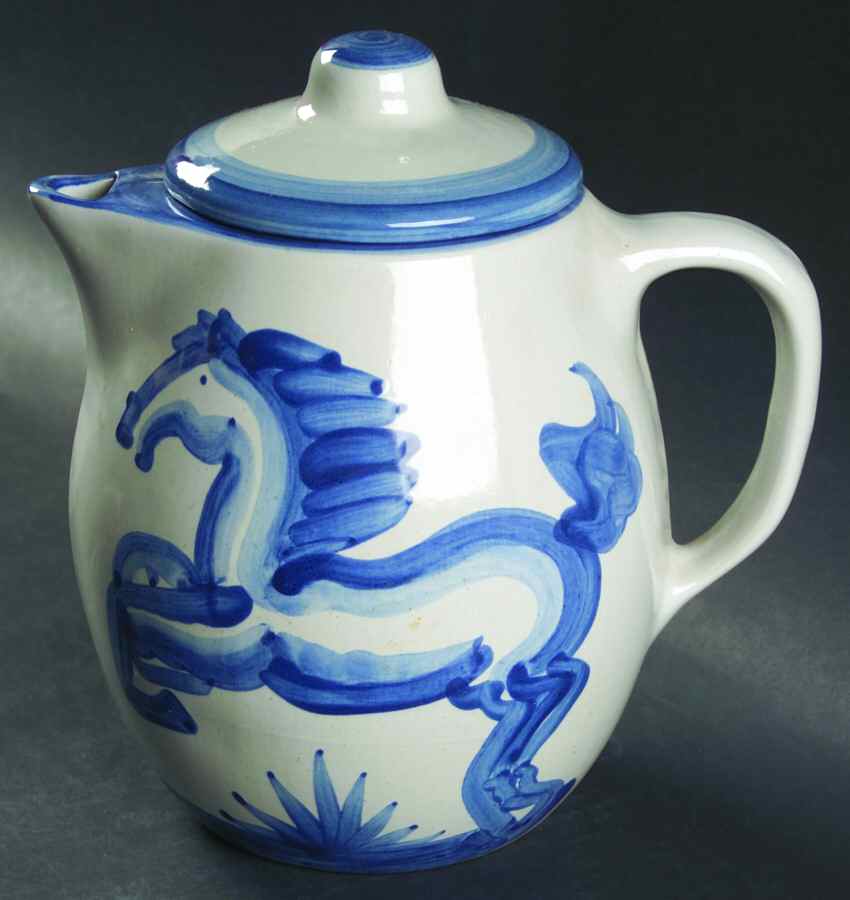 Blue Horse Coffee Pot & Lid by M A Hadley-1