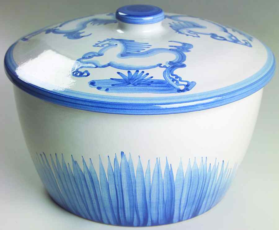 Blue Horse Large Tureen/Baker & Lid by M A Hadley-1