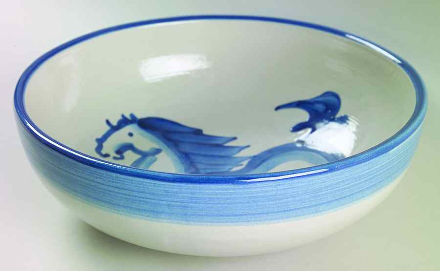 Blue Horse 8" Round Vegetable Bowl by M A Hadley-1