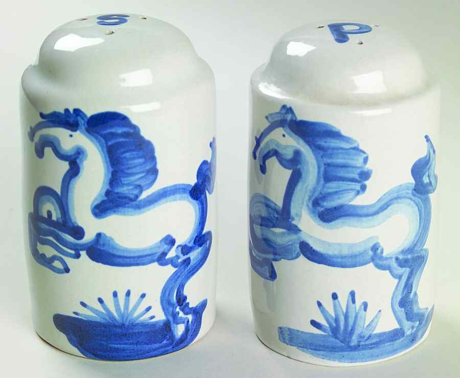 Blue Horse Oversized Salt & Pepper Set by M A Hadley-1