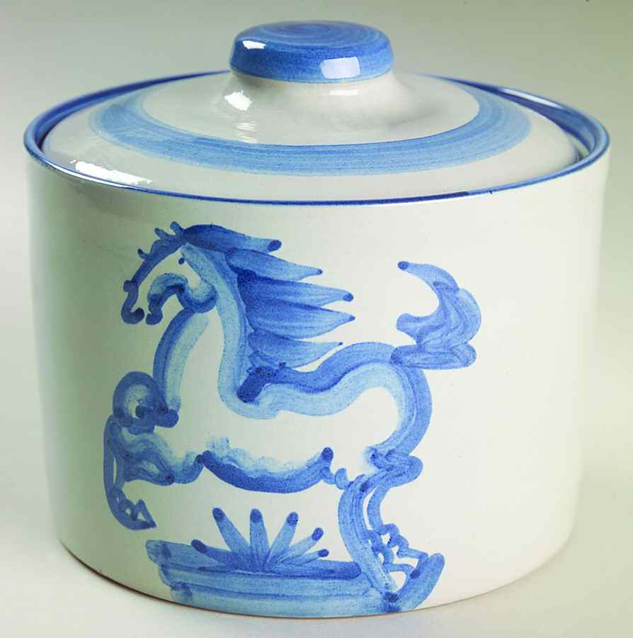 Blue Horse Salt Box & Lid by M A Hadley-1