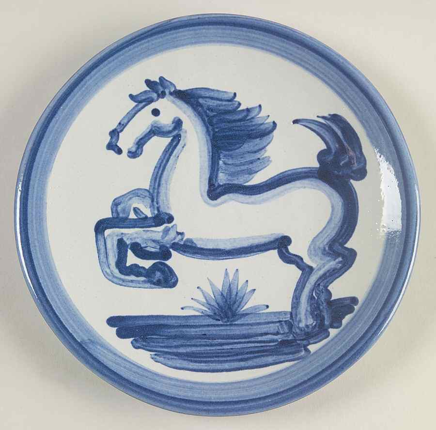 Blue Horse Bread & Butter Plate by M A Hadley-1