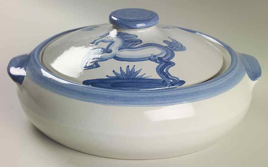 Blue Horse 2 Qt Round Covered Casserole by M A Hadley-1
