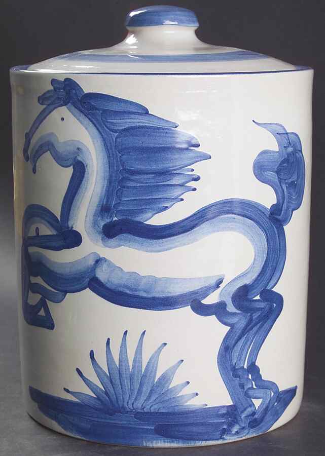 Blue Horse Large Canister & Lid by M A Hadley-1