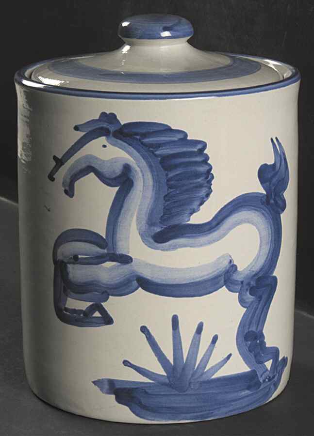 Blue Horse Medium Canister & Lid by M A Hadley-1