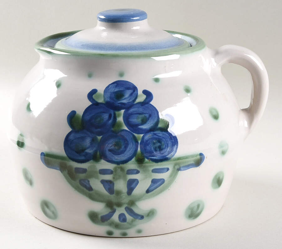 Bouquet Bean Pot & Lid by M A Hadley-1