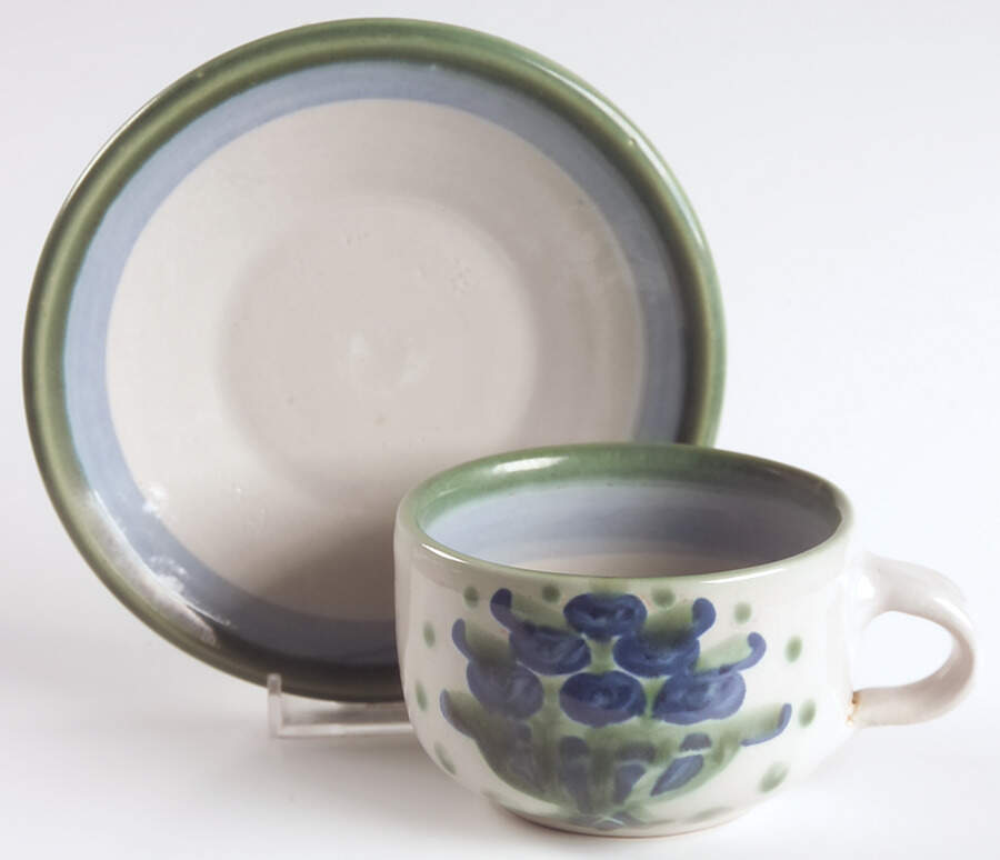 Bouquet Flat Cup & Saucer Set by M A Hadley-1