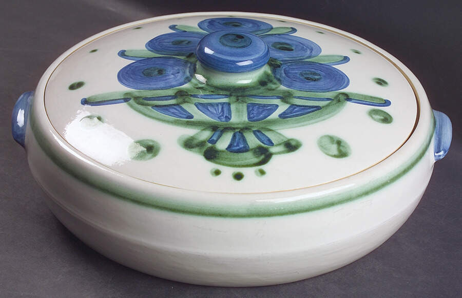 Bouquet 3 Quart Shallow Round Covered Casserole by M A Hadley-1