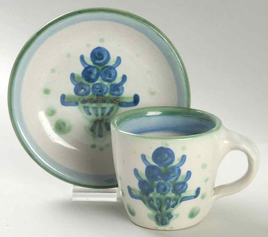 Bouquet Flat Demitasse Cup & Saucer Set by M A Hadley-1