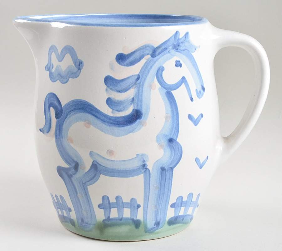 Country Scene Blue 80 Oz Pitcher by M A Hadley-1