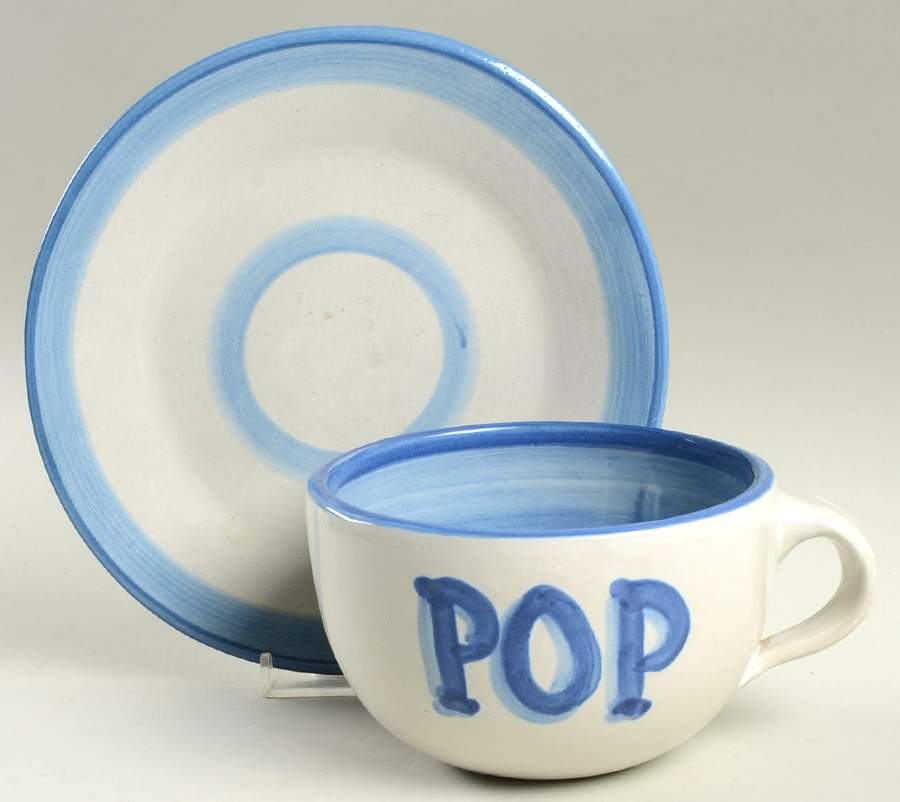 Country Scene Blue Oversized Cup & Saucer Set by M A Hadley-1