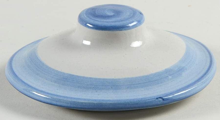 Country Scene Blue Lid for Porringer by M A Hadley-1