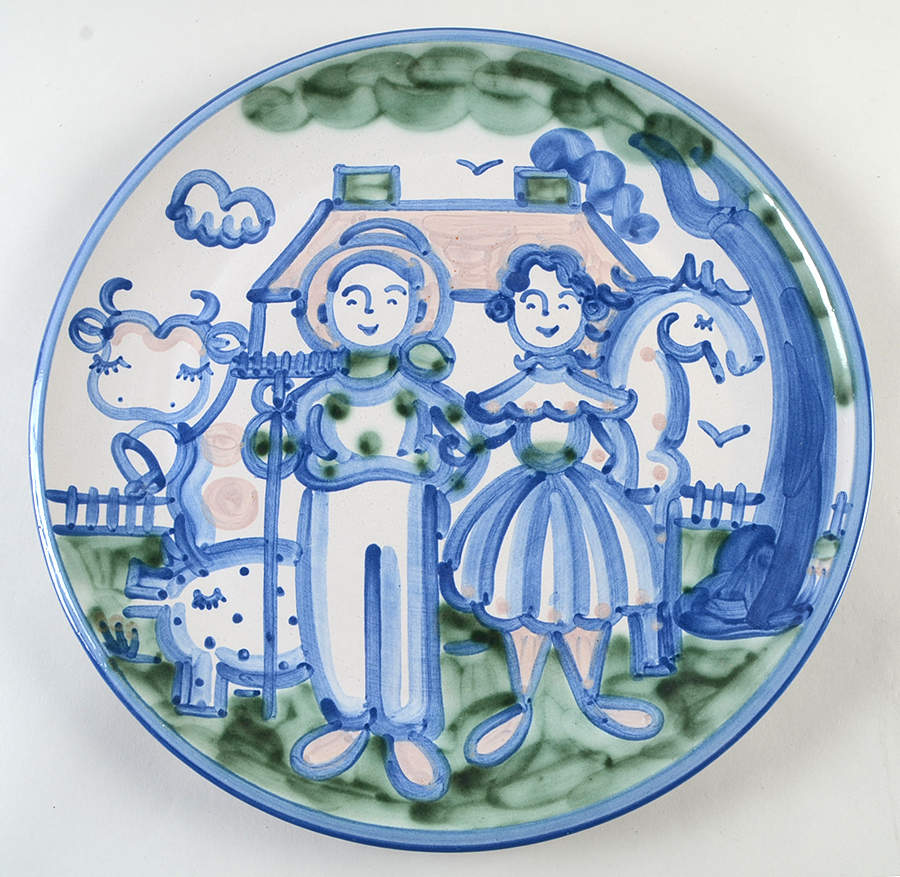 Country Scene Blue 15" Chop Plate (Round Platter) by M A Hadley-1