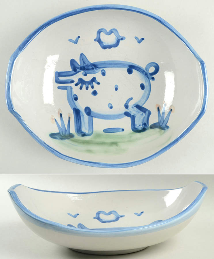 Country Scene Blue 11" Venetian Bowl by M A Hadley-1