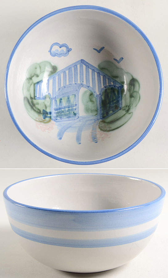 Country Scene Blue 8" Salad Serving Bowl by M A Hadley-1