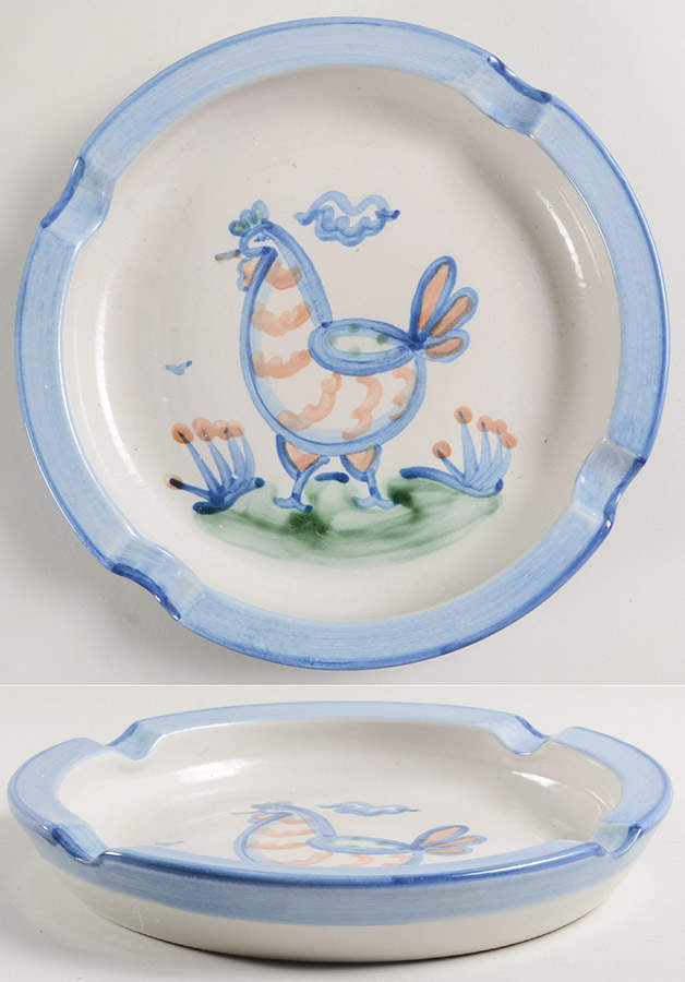 Country Scene Blue 9" Round Ashtray by M A Hadley-1