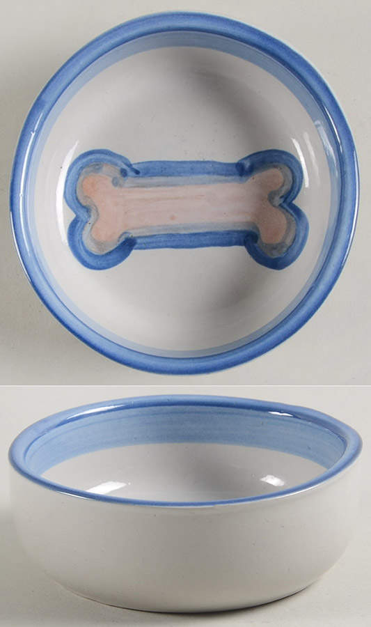 Country Scene Blue Pet Bowl by M A Hadley-1