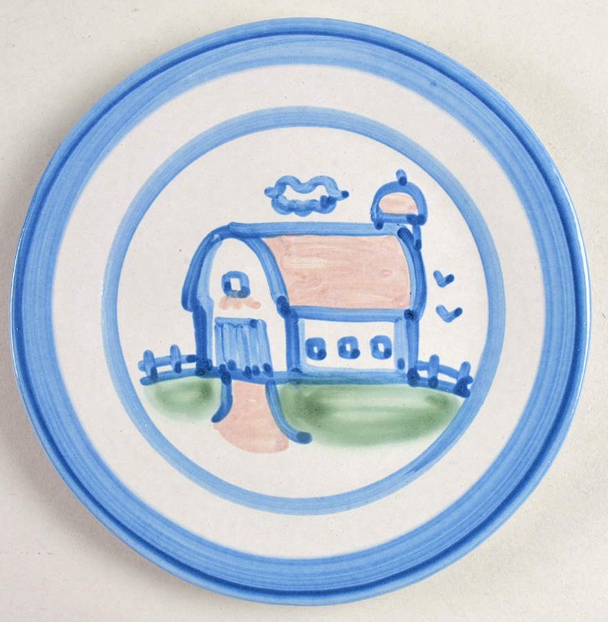 Country Scene Blue Salad/Dessert Plate by M A Hadley-1