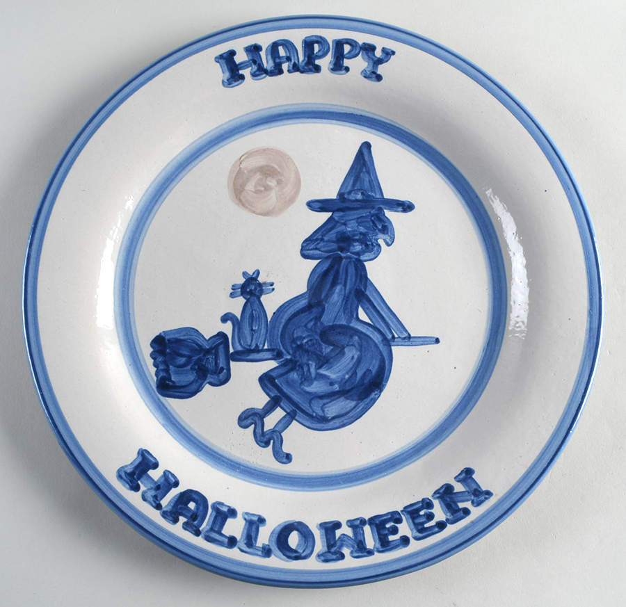 Country Scene Blue 12" Chop Plate (Round Platter) by M A Hadley-1