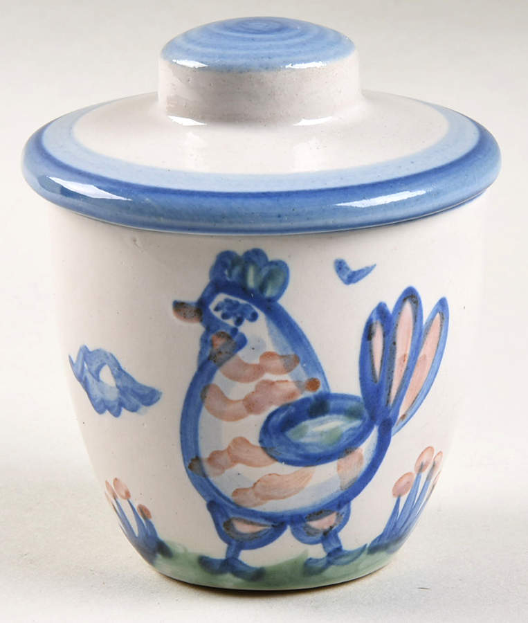Country Scene Blue Sugar Bowl & Lid by M A Hadley-1