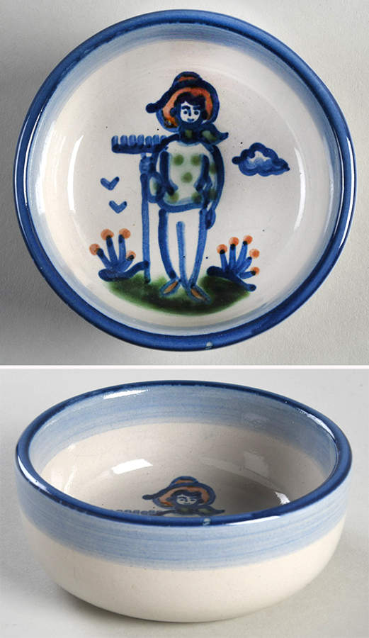 Country Scene Blue Fruit/Dessert (Sauce) Bowl by M A Hadley-1
