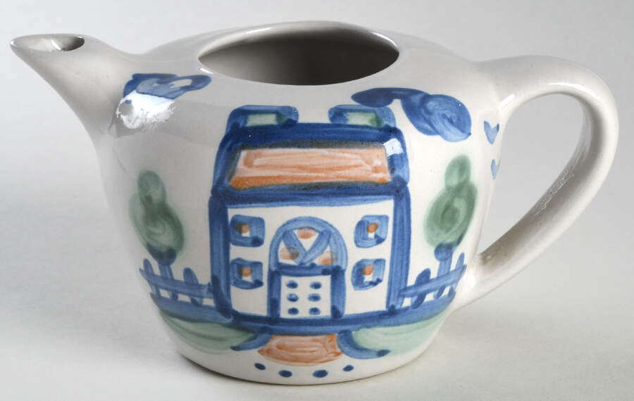 Country Scene Blue Mini Teapot No Lid by M A Hadley-1