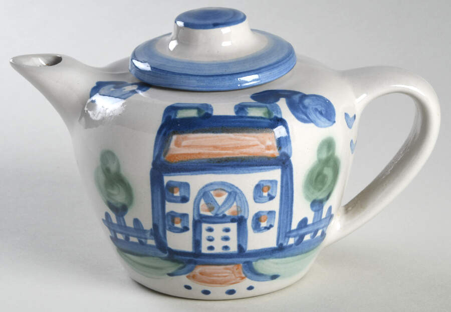 Country Scene Blue Mini Teapot & Lid by M A Hadley-1