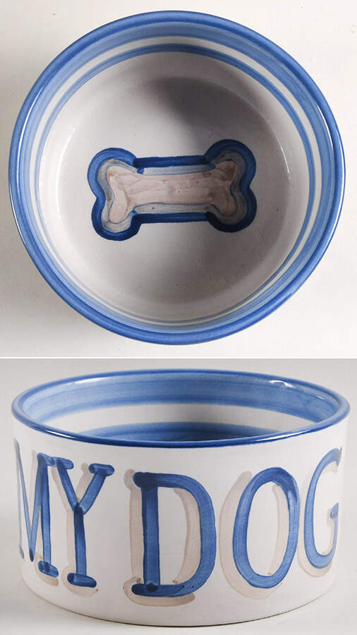 Country Scene Blue Bowl-Pet by M A Hadley-1