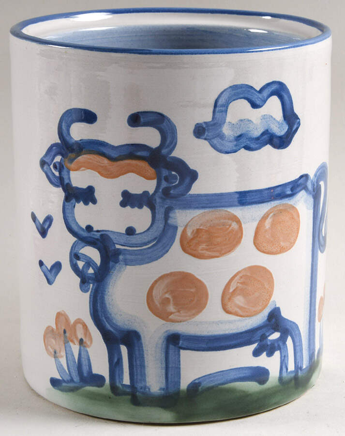 Country Scene Blue Large Canister No Lid by M A Hadley-1
