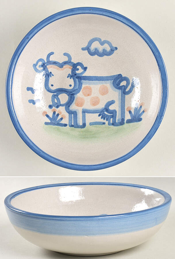 Country Scene Blue Coupe Soup Bowl by M A Hadley-1