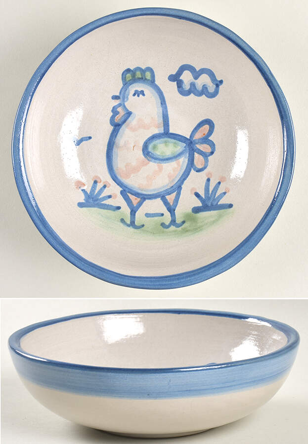 Country Scene Blue Coupe Soup Bowl by M A Hadley-1