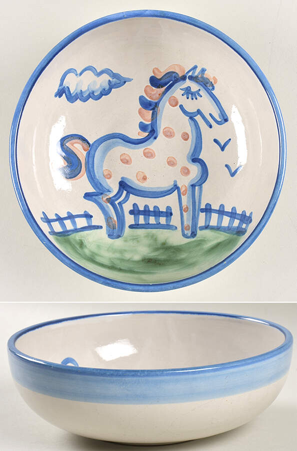 Country Scene Blue 8" Round Vegetable Bowl by M A Hadley-1