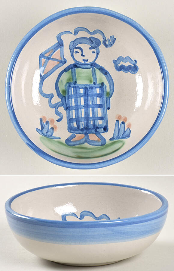 Country Scene Blue Coupe Cereal Bowl by M A Hadley-1