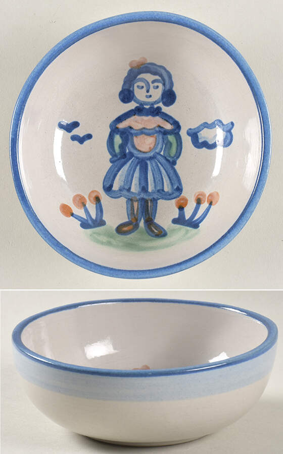 Country Scene Blue Coupe Cereal Bowl by M A Hadley-1