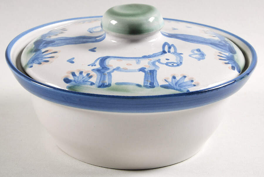 Country Scene Blue 1.50 Pt Round Covered Casserole by M A Hadley-1