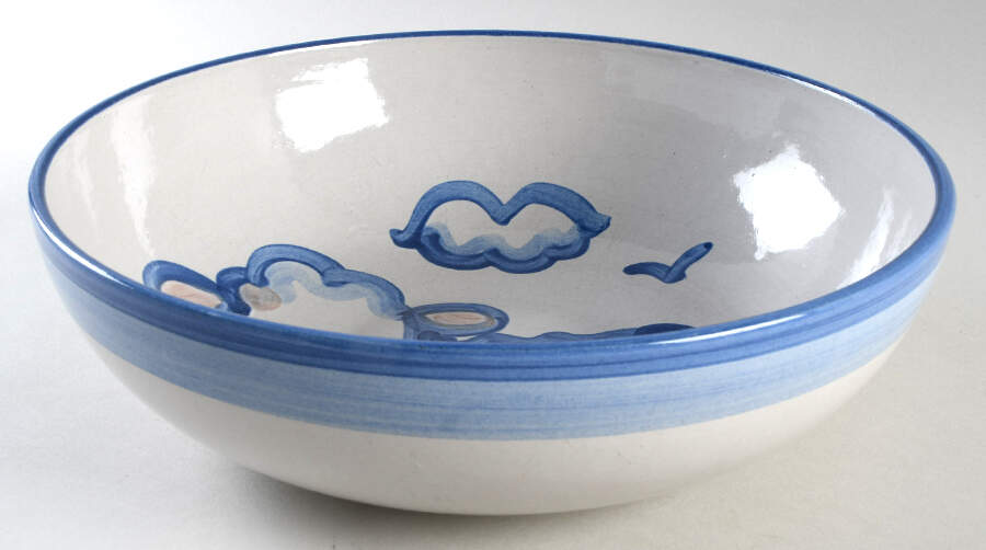 Country Scene Blue 11" Pasta Serving Bowl by M A Hadley-1