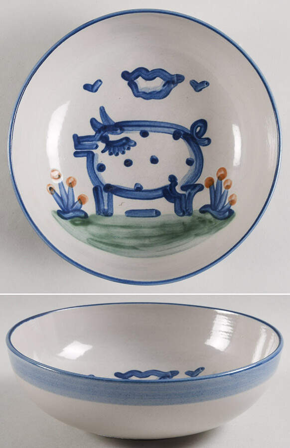 Country Scene Blue 7" Individual Pasta Bowl by M A Hadley-1