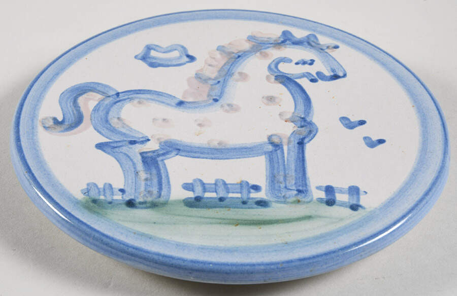 Country Scene Blue Trivet by M A Hadley-1