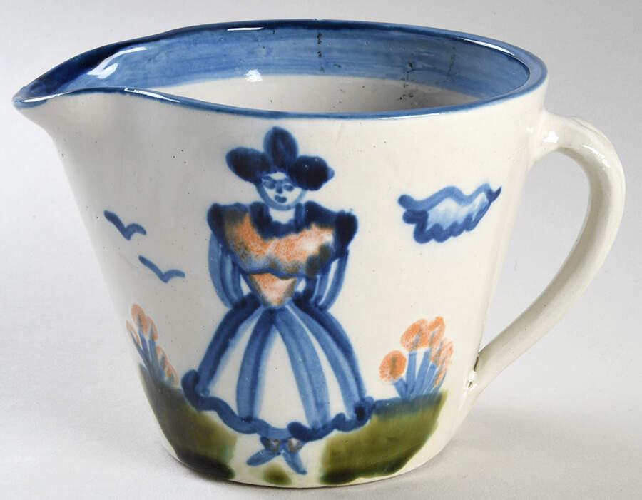 Country Scene Blue Mixing Pitcher by M A Hadley-1