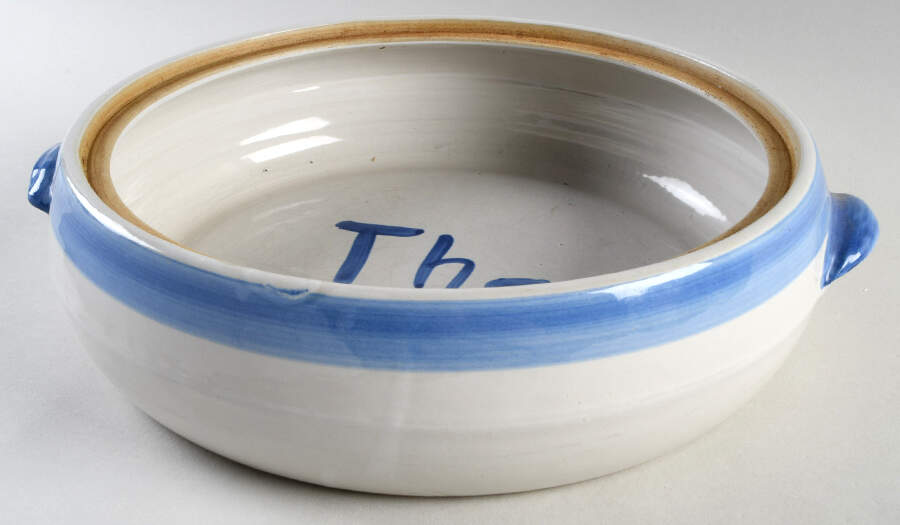 Country Scene Blue 3 Quart Round Casserole No Lid by M A Hadley-1