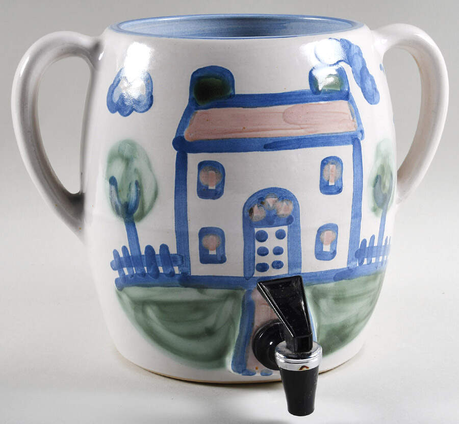 Country Scene Blue Samovar No Lid by M A Hadley-1