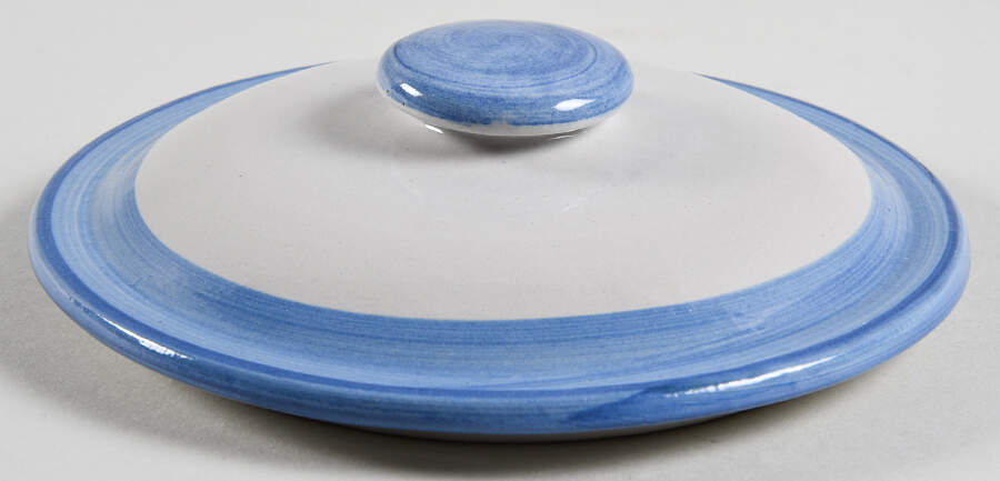 Country Scene Blue Lid for Large Porringer by M A Hadley-1