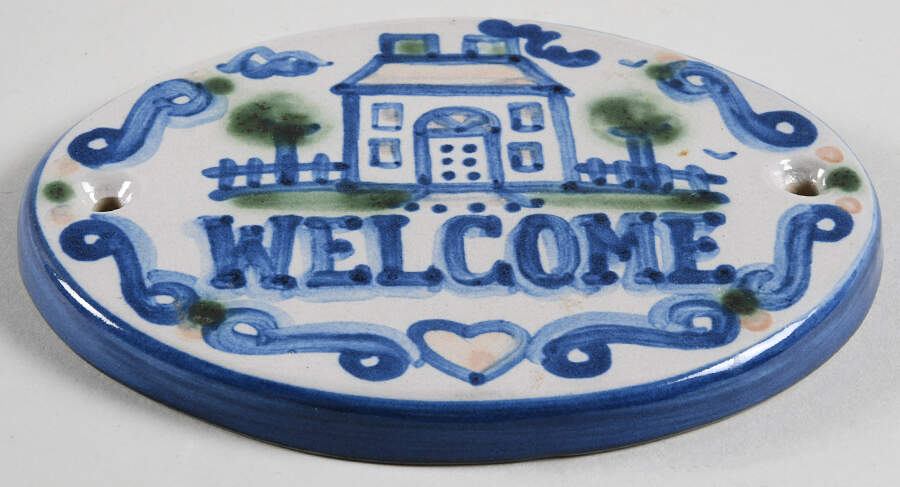 Country Scene Blue Wall Plaque by M A Hadley-1